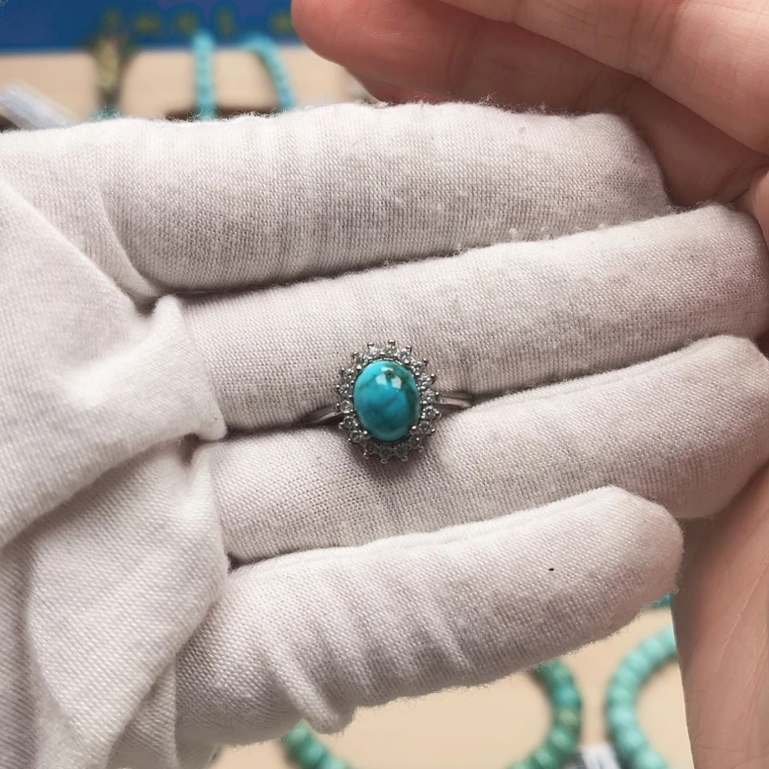 绿松石戒指银S925镶嵌