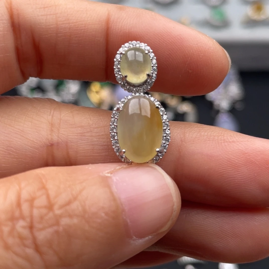 翡翠银S925镶嵌吊坠(不含链)