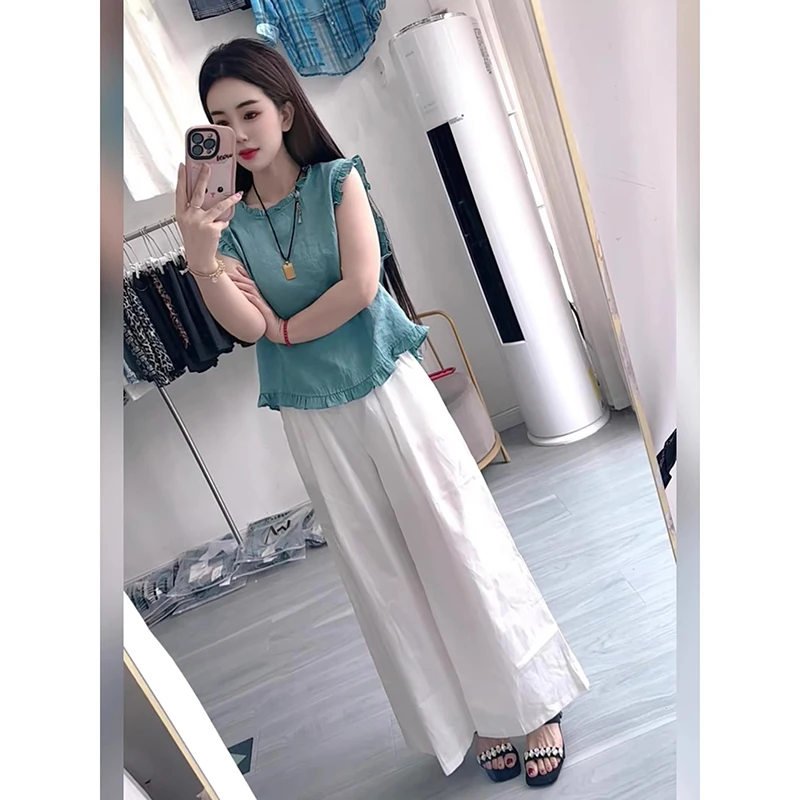 2025夏天新款大方得体穿搭一整套小个子休闲巨好看的两件套装裤女