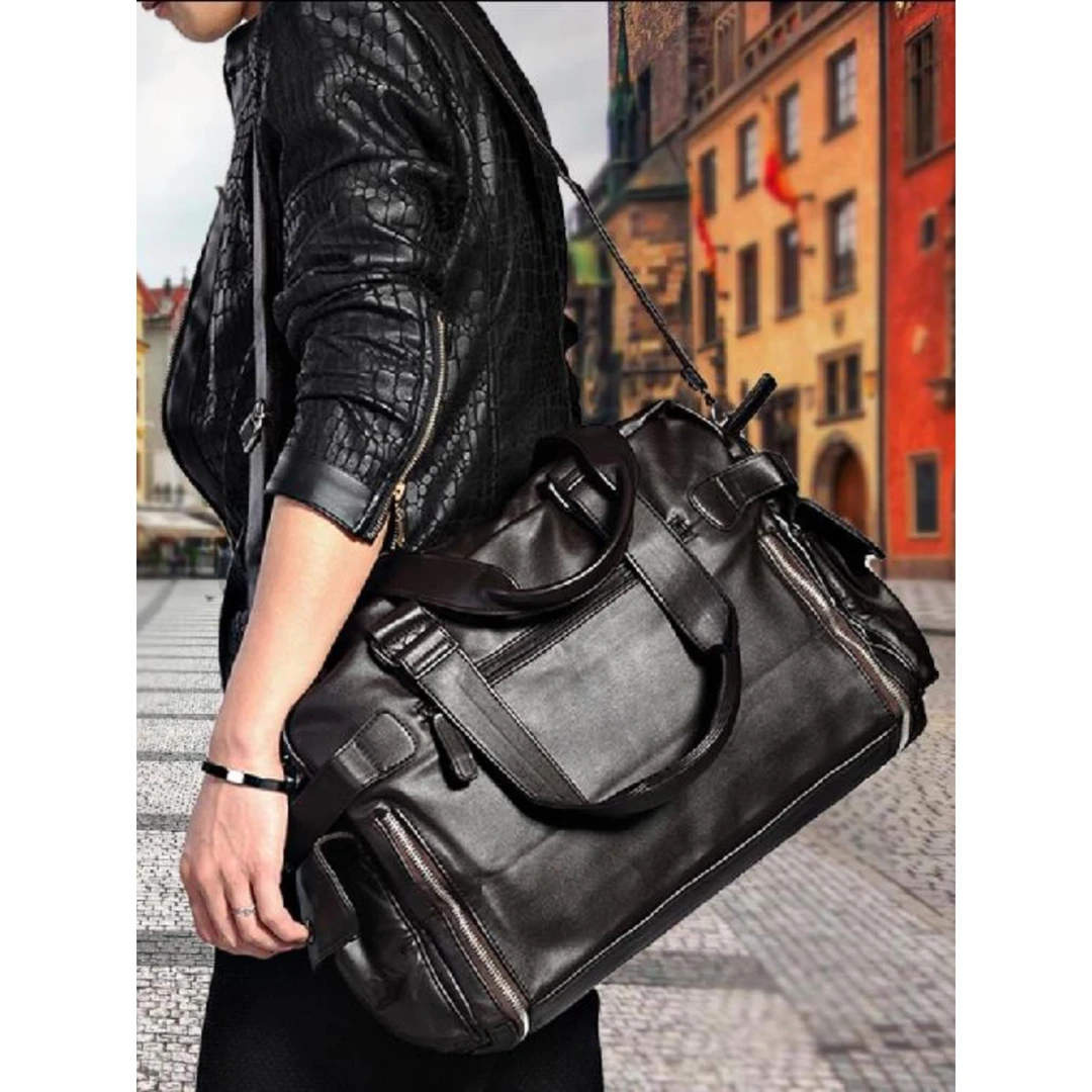 香港商务休闲真皮手提包欧美男头层牛皮单肩包旅行包大容量行李包