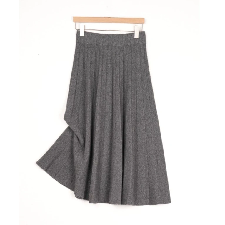 【川白】秋冬款气质百搭时尚简约纯色松紧腰长款百褶裙