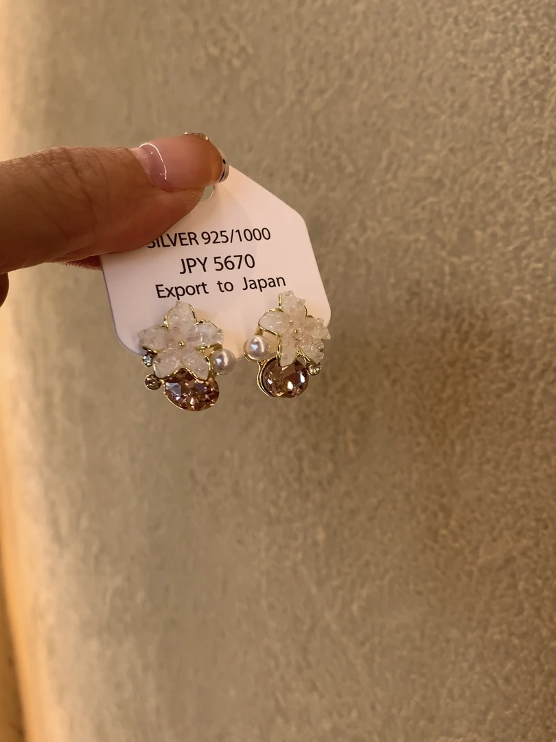 合金锆石耳饰 精致新款气质时尚小清新花朵耳钉轻奢甜美百搭耳环
