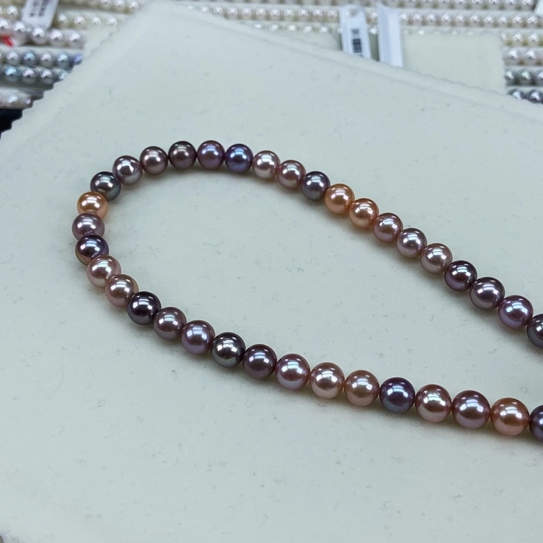 淡水珍珠项链银S925镶嵌糖果珠8-9m