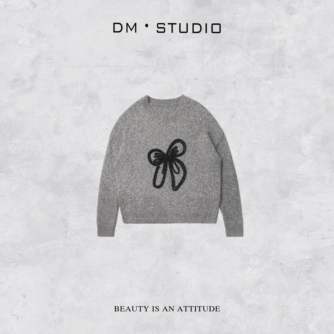 DEDM-DM•STUDIO/秋冬保暖亲肤减龄气质蝴蝶结混纺针织毛衣（M6927）
