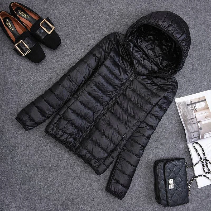 反季清仓轻便女短款大码简约修身显瘦连帽简约秋冬轻薄羽绒服保暖