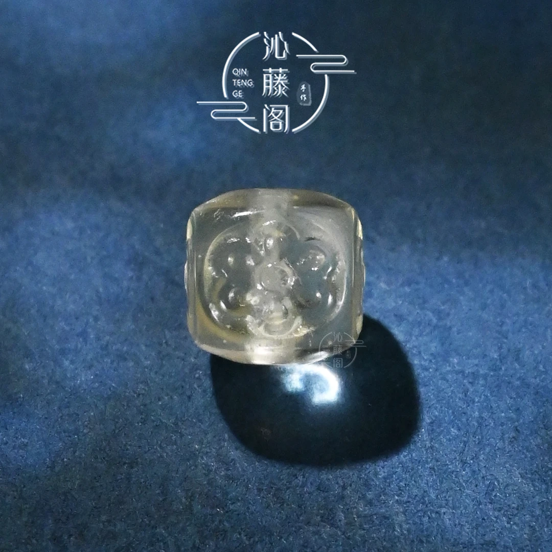 8MM柠檬黄水晶雕刻格桑花方珠文玩配珠手串手链配饰配珠单珠散珠