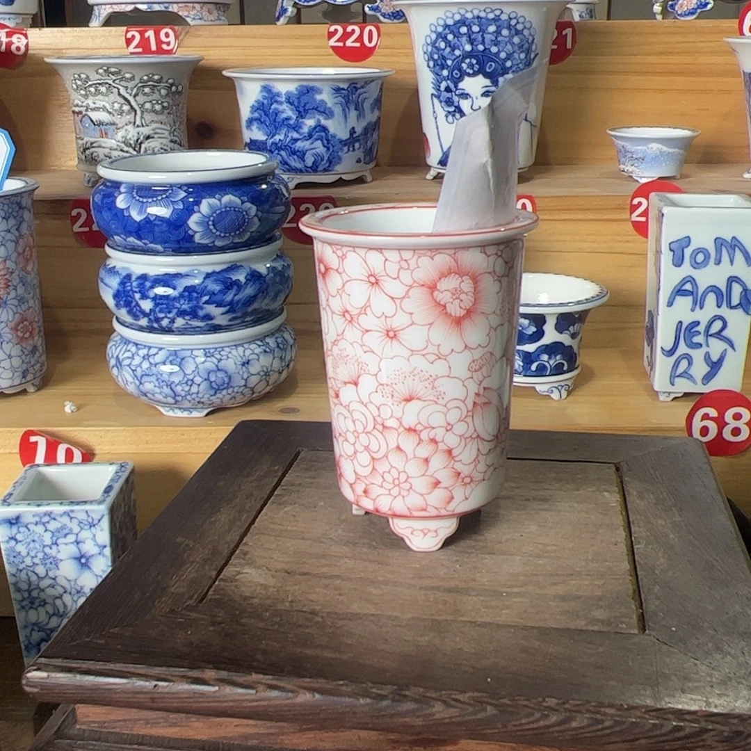 墨奈手绘陶瓷花盆