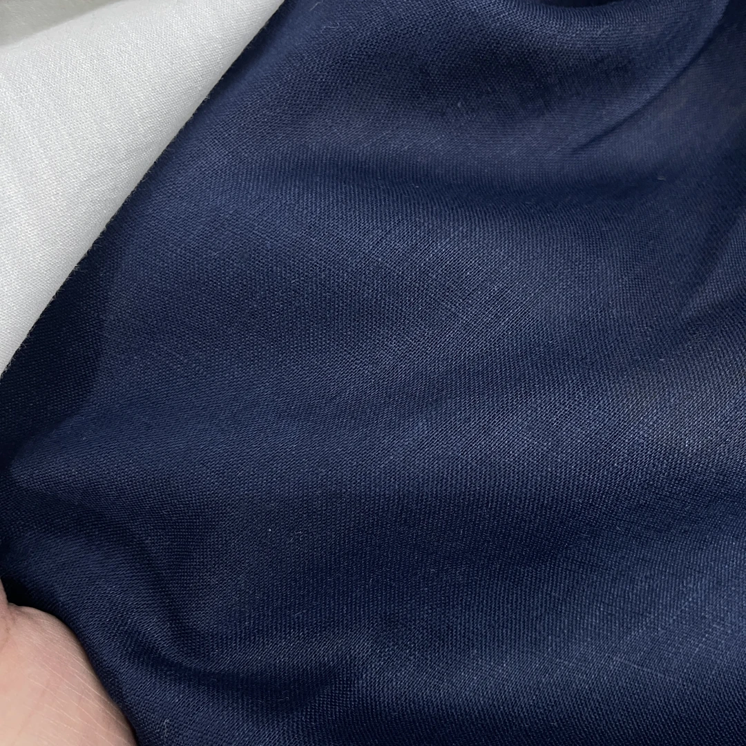85-进口藏蓝色纯亚麻14支面料 舒适透气速干衬衫裤子旗袍diy