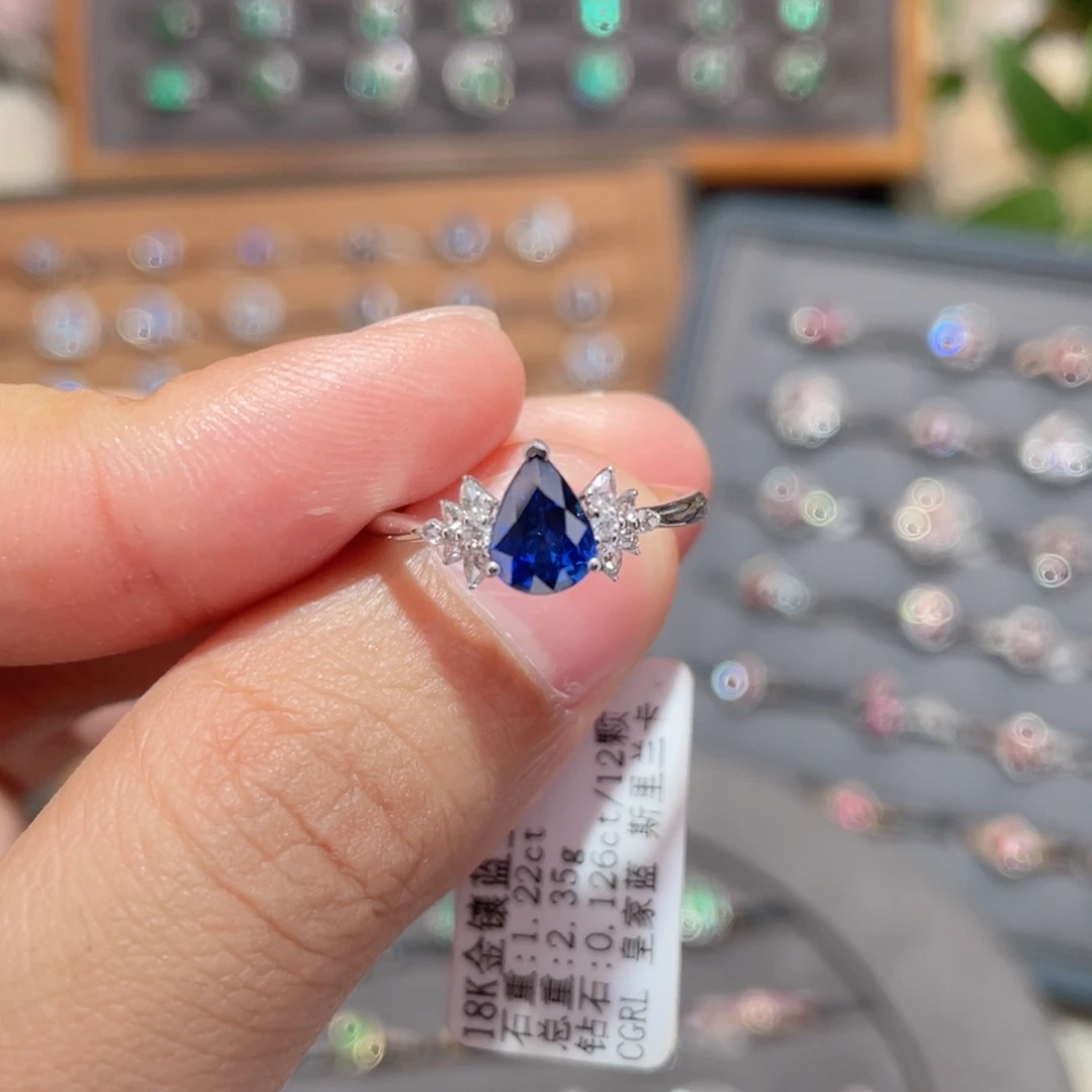 蓝宝石戒指18K金镶嵌1.22ct 皇家蓝