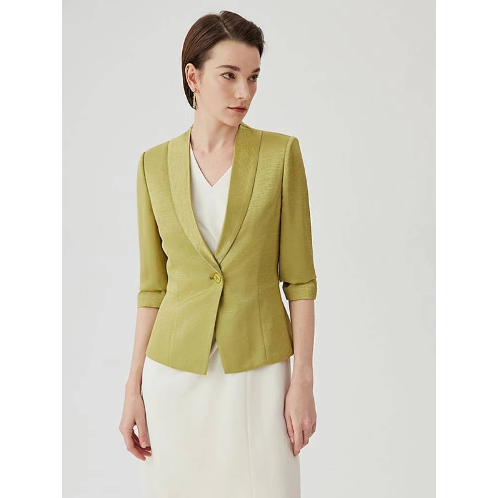 2024春款缎面醋酸西装外套女修身贵气轻奢职场商务ZA01847