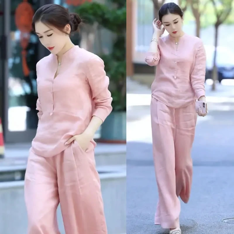 （48小时发货）2025春夏新款时尚中国风套装女高级感休闲中式两件套