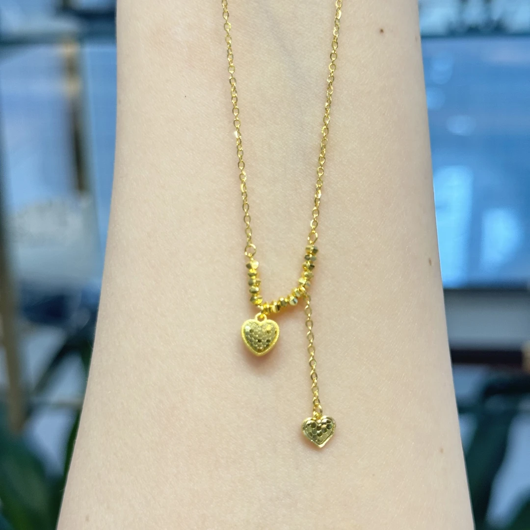 X【立体爱心滴溜套链】足金999精工5G