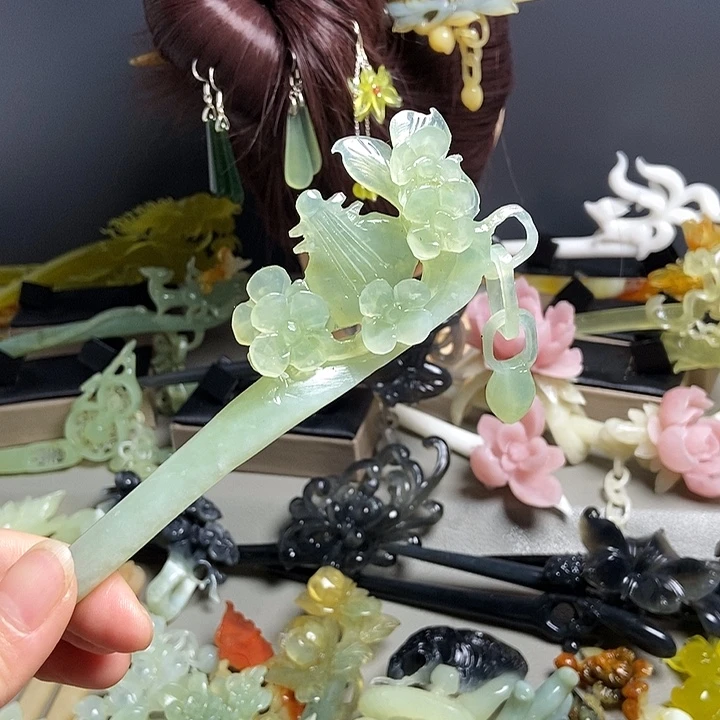 岫玉未镶嵌发簪发簪