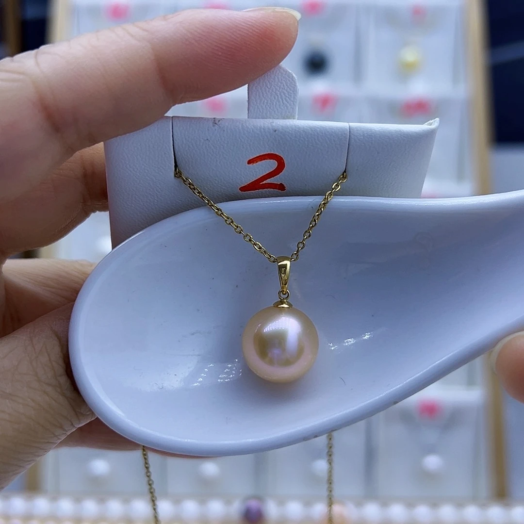 淡水珍珠18K金镶嵌吊坠(不含链)