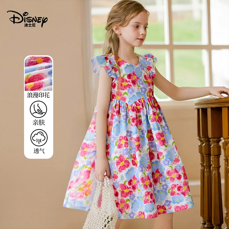 Disney/迪士尼花朵碎花伞裙夏季连衣裙2025年童装小女孩夏装印花
