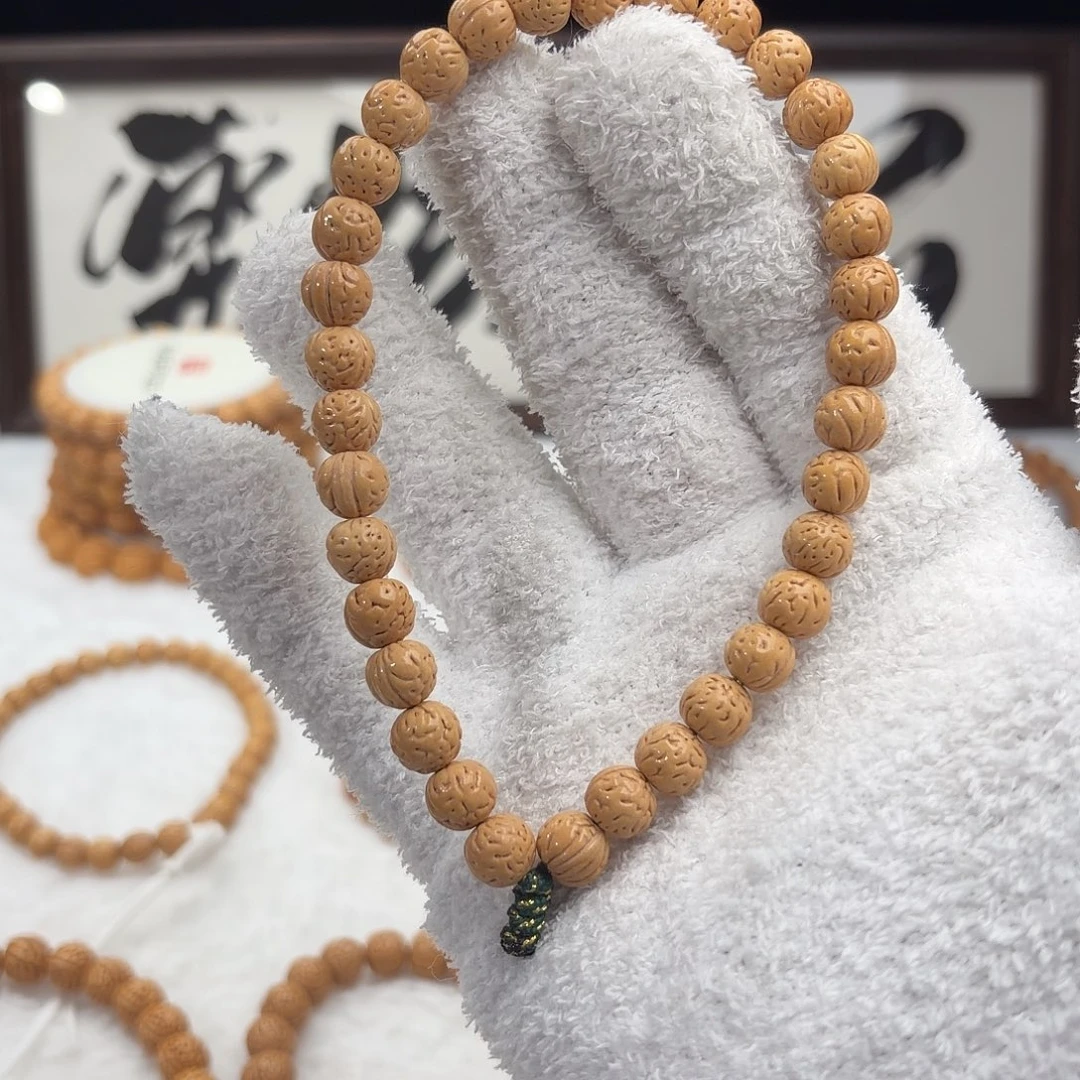 手串桃核0.9「肌肉小金豆」野生桃核手持