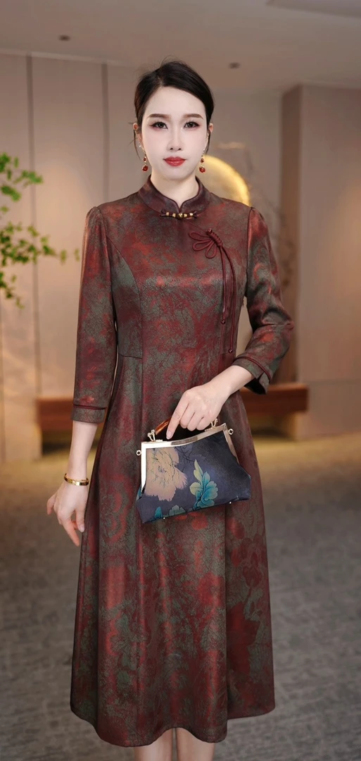 母亲节礼物夏季新款气质显瘦大码中长款妈妈装连衣裙Z252080