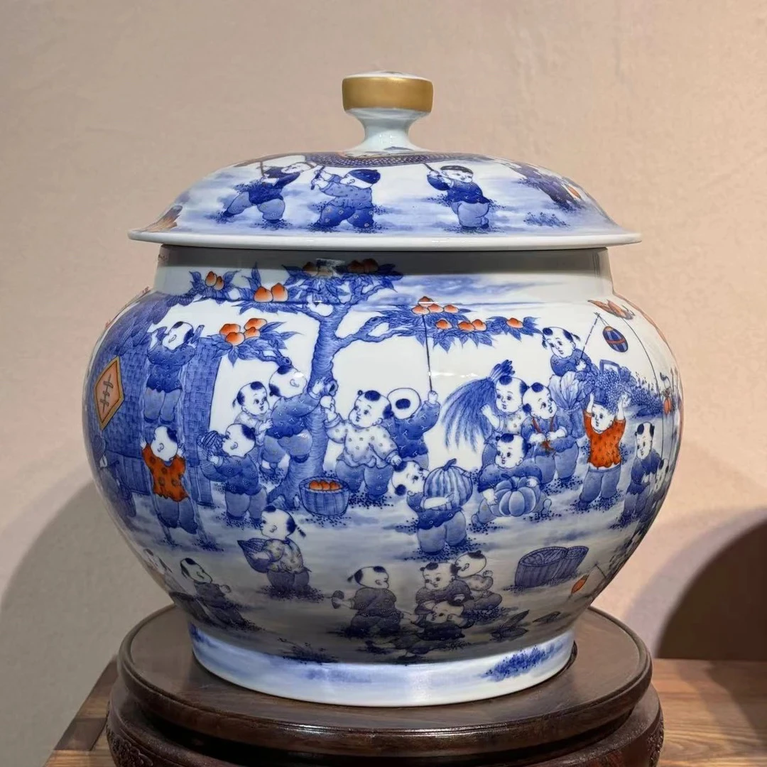 【必拍•五谷丰登】晓剑窑童子茶叶罐