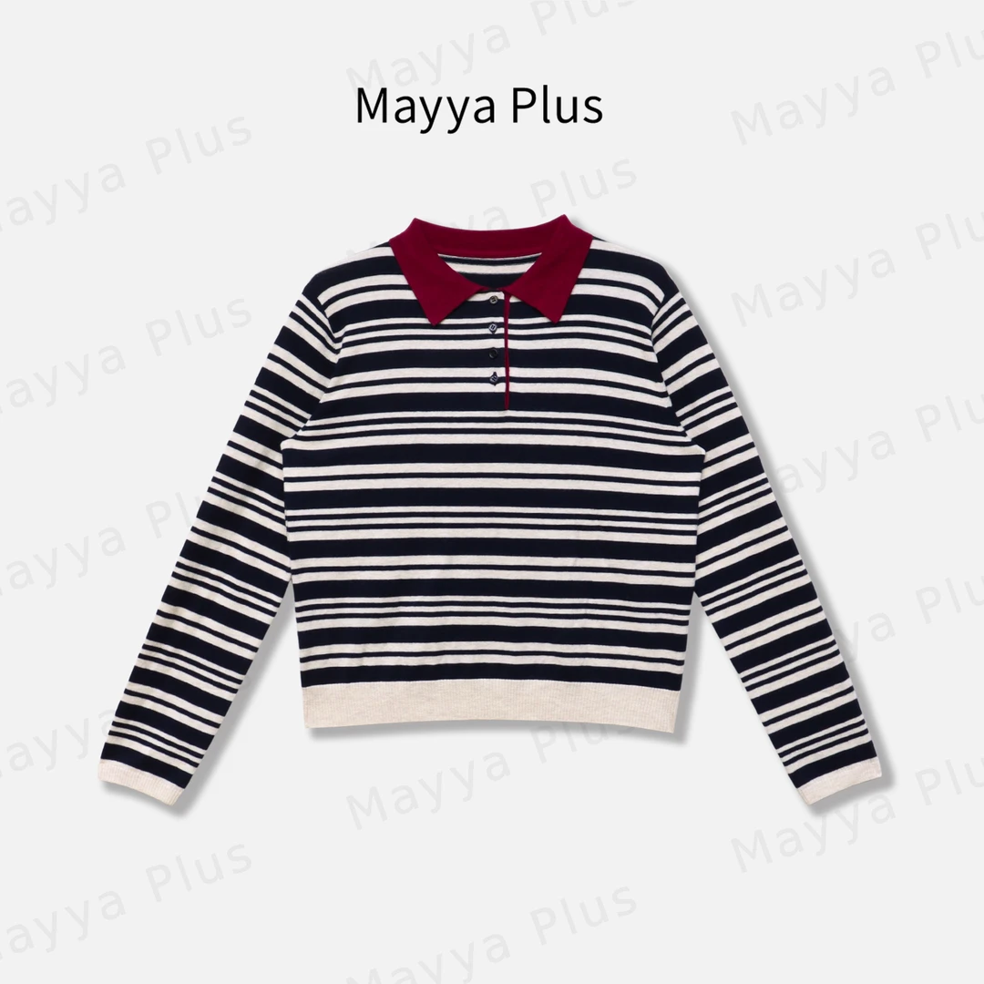 【转角书店】Mayya Plus麦芽定制早秋慵懒风条纹针织衫上衣32536558