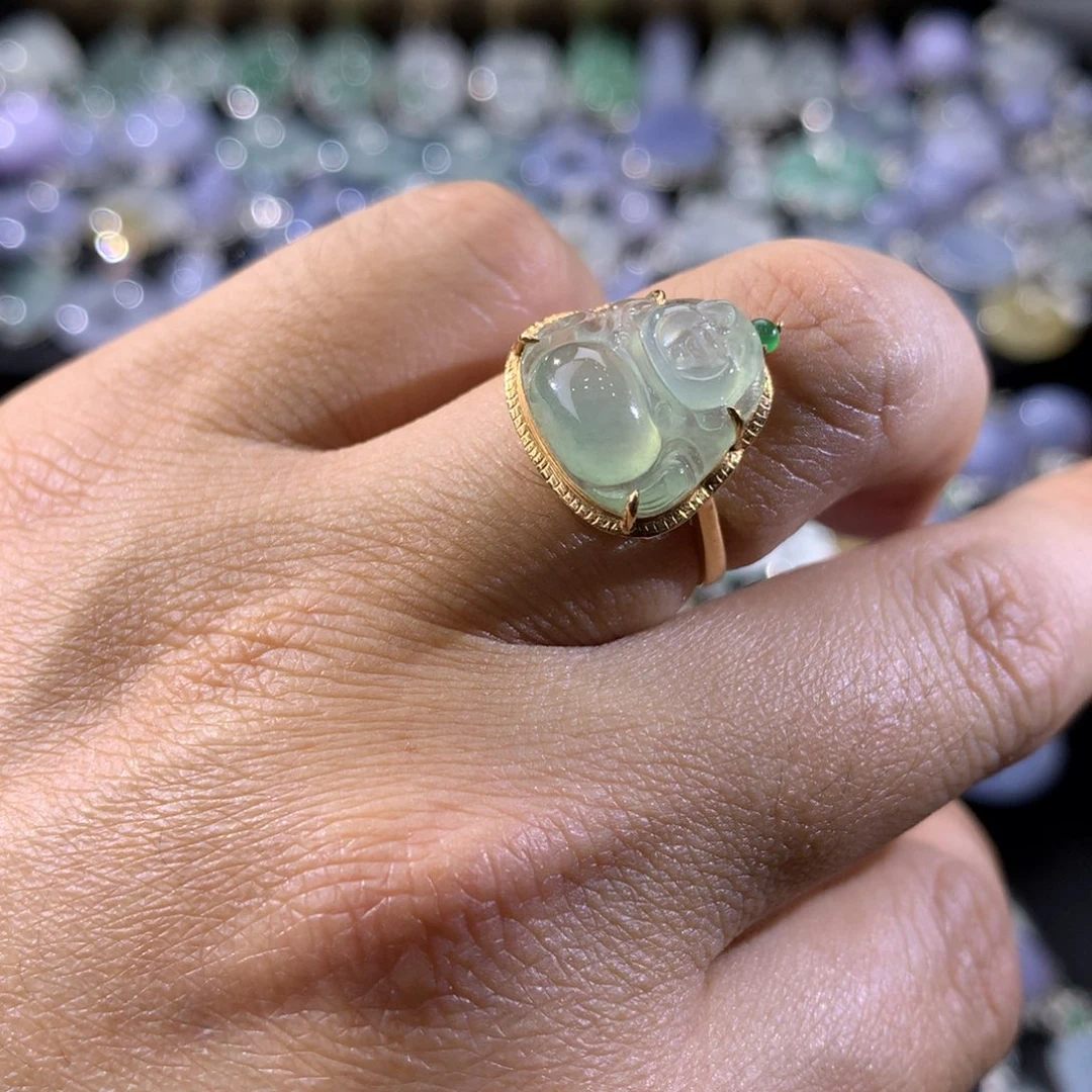 翡翠戒指18K金镶嵌18k金镶嵌