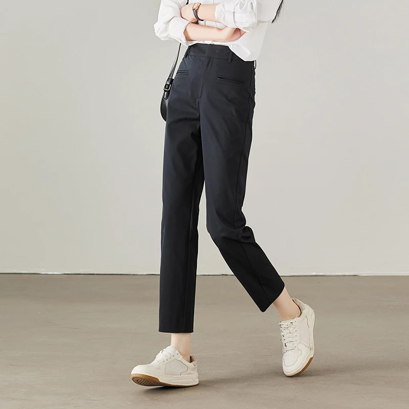 索菲丝尔休闲简约九分裤2025年春季新款显瘦烟管裤小脚裤女511025