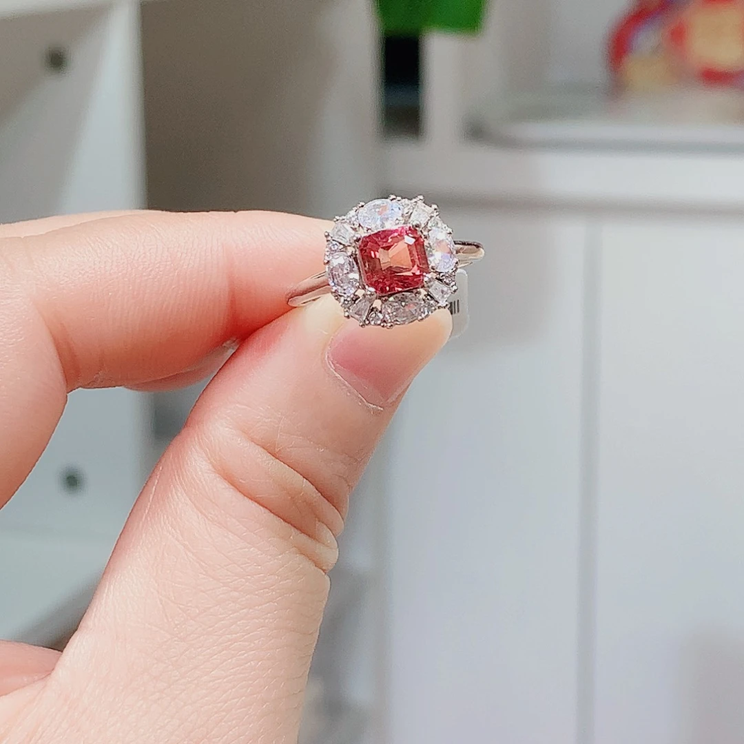 银S925镶嵌戒指碧玺