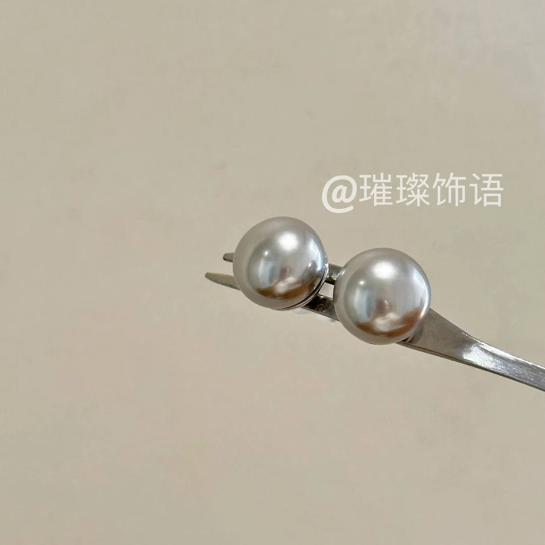 铜合金琉璃耳饰 耳环2025新款爆款高级感珠珠耳钉百搭小众温柔