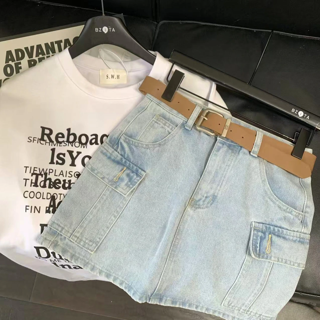 『雨美 Show』88110休闲百搭工装牛仔短裙