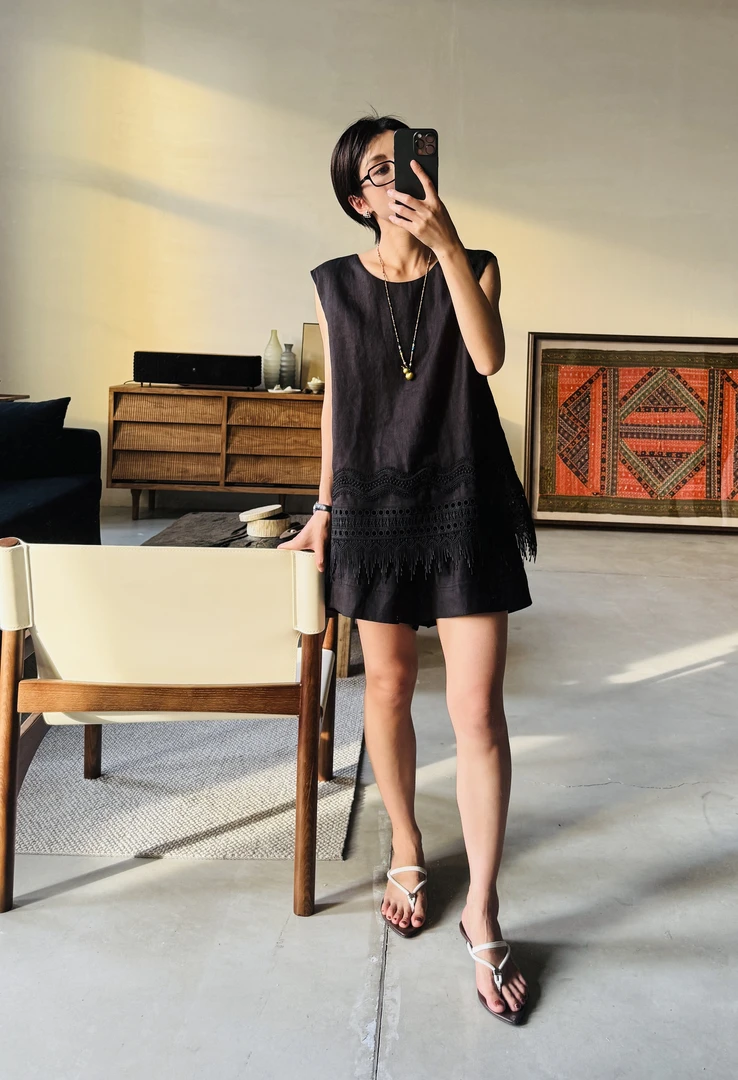 TAOYUNYI【自述】重磅裁剪100%亚麻套装上衣＋短裤MX52TZ828