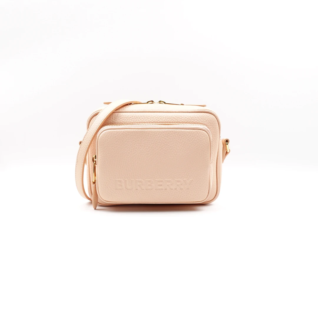 95新 BURBERRY/博柏利 粉色双层相机单肩包/T10155094