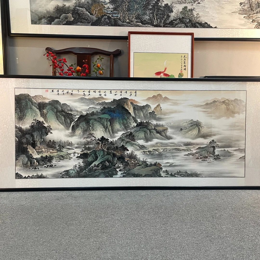 纯手绘-云来山更佳【208*86】国画山水画客厅办公室挂画字画直播间