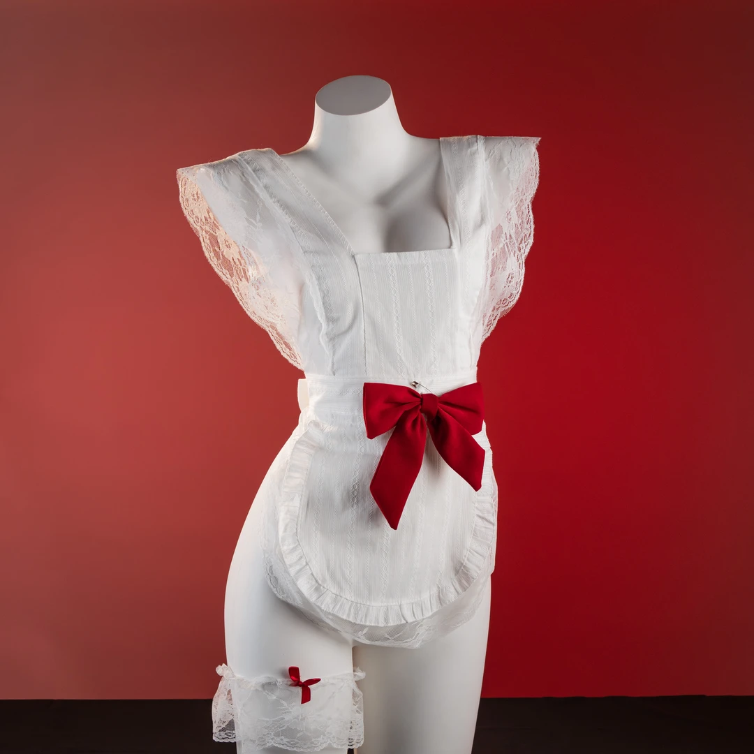 厨娘【80-200】清纯蝴蝶结套装可爱大码性感1319