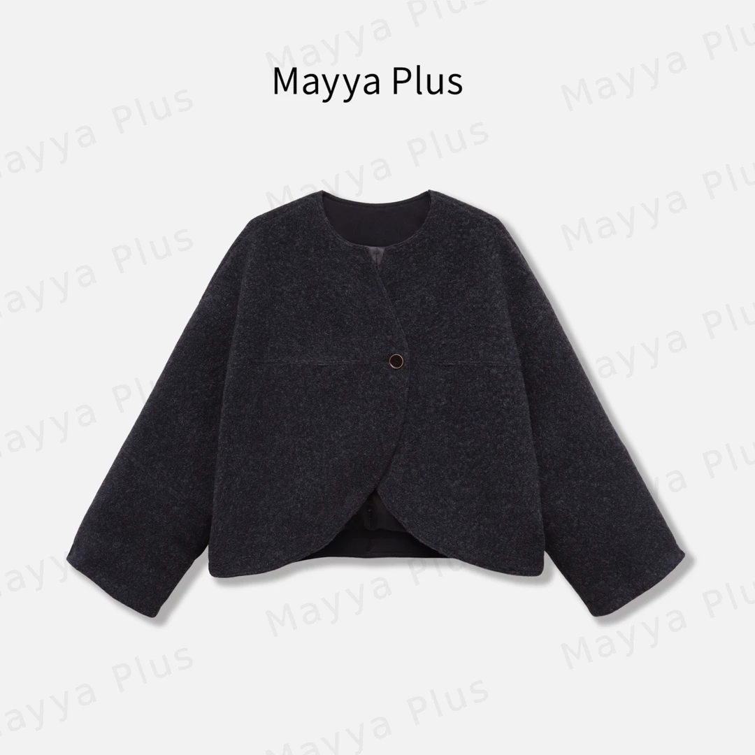 【清冷千金】Mayya Plus麦芽定制秋冬气质百搭圆领外套上衣32547085