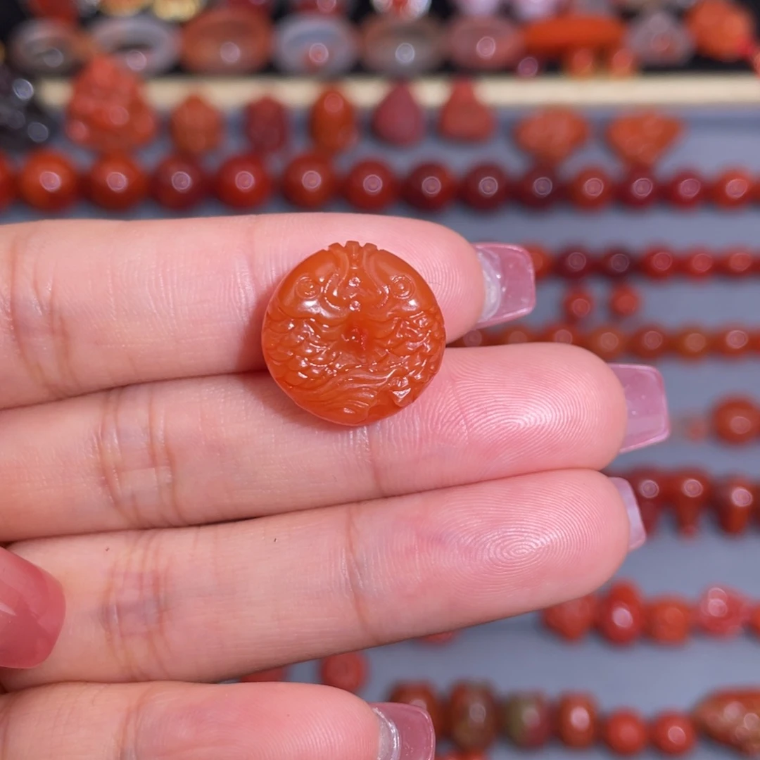 南红玛瑙双鱼扣未镶嵌华***戒