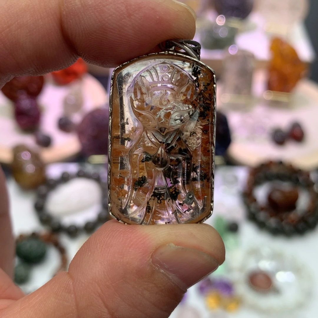 水晶颈饰银S925镶嵌吊坠