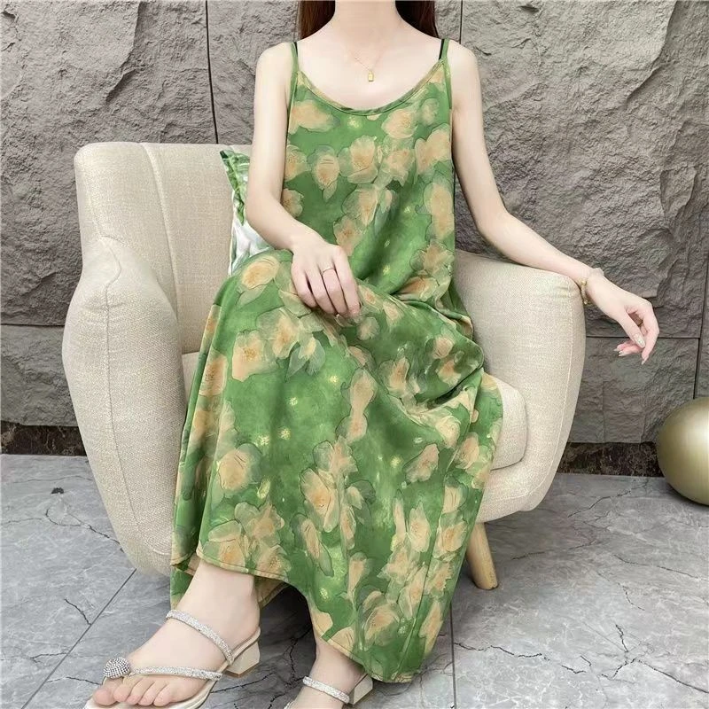 【冰清玉洁】吊带女装连衣裙碎花时尚宽松吊带连衣裙女宽松连衣裙