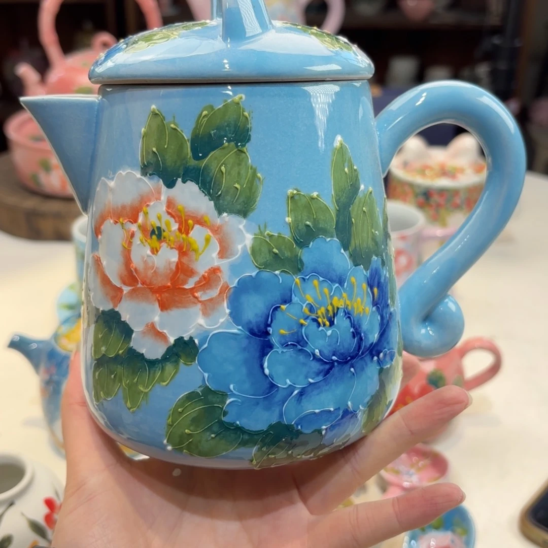景德镇手绘高温釉下彩陶瓷茶具