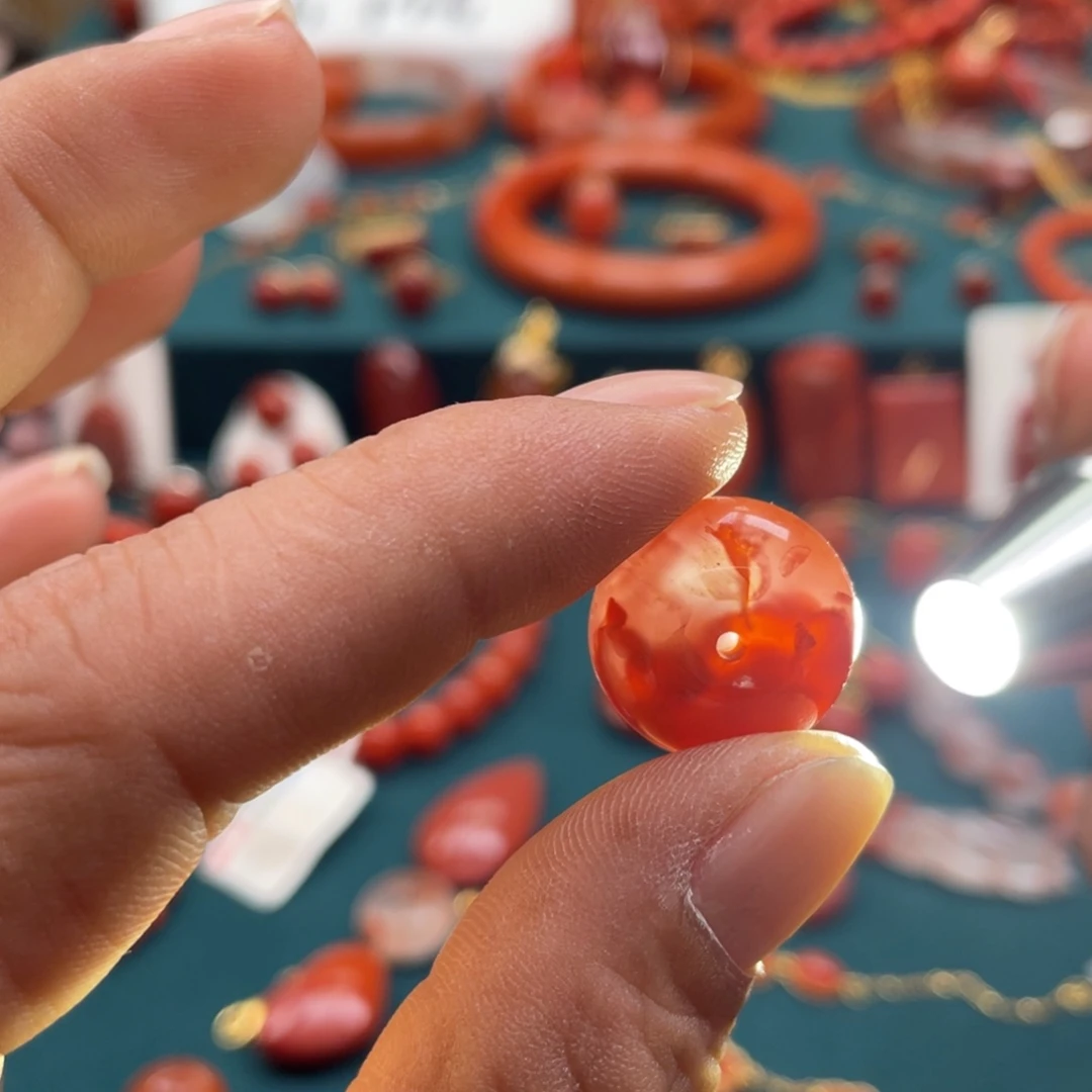 南红玛瑙川料火焰意境南红平安扣17+mm未镶嵌