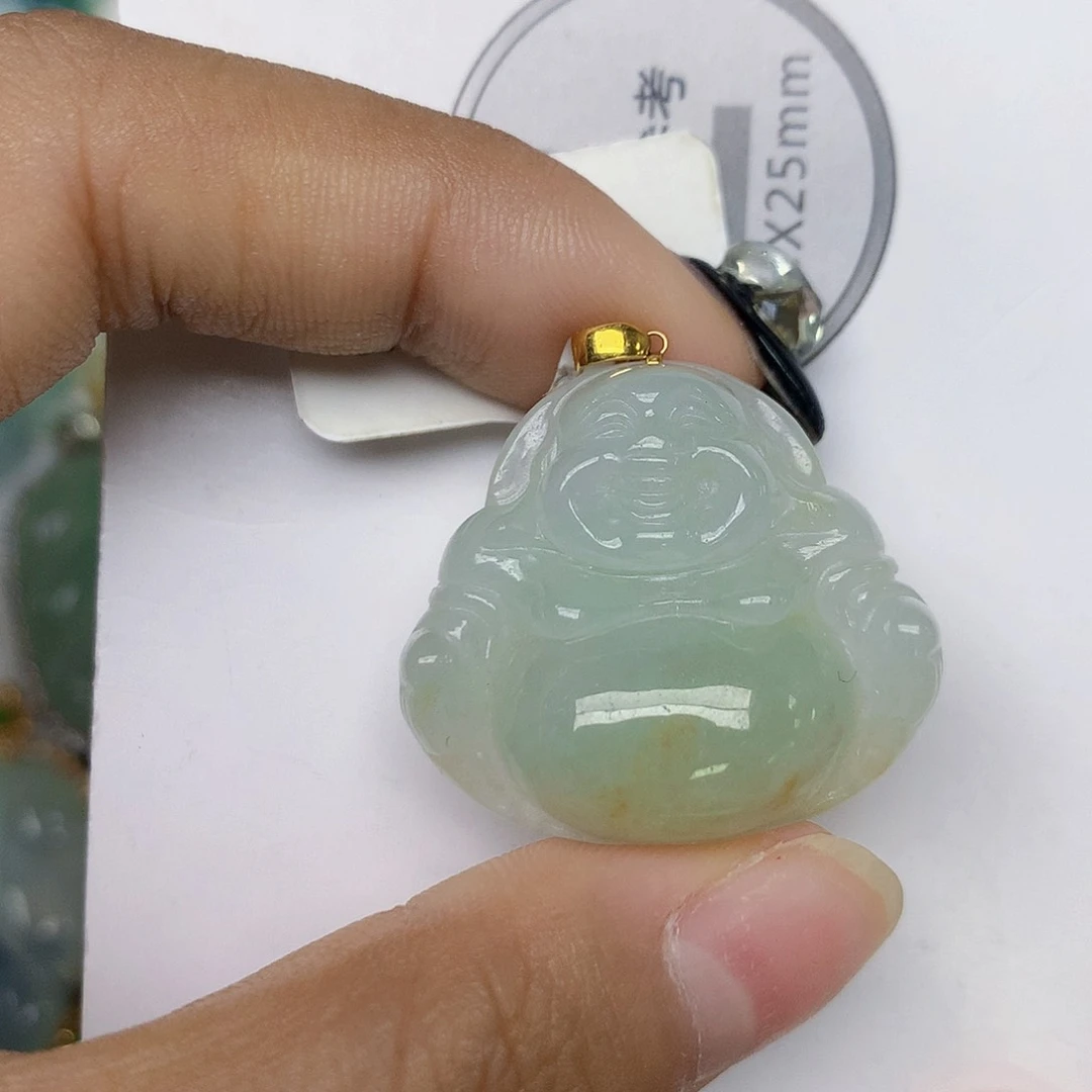 颈饰18K金镶嵌翡翠天然翡翠