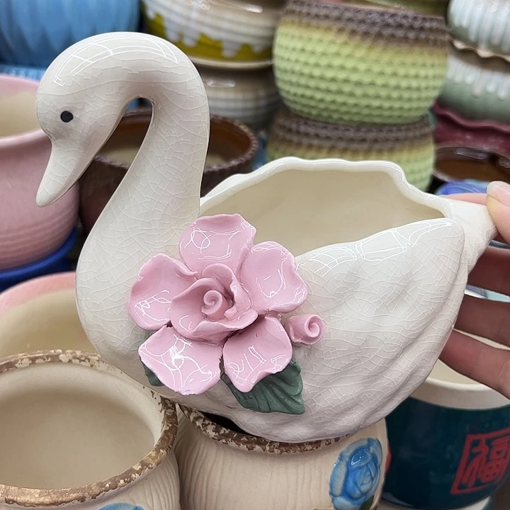 多肉绿植陶瓷花盆9.9包邮，有孔