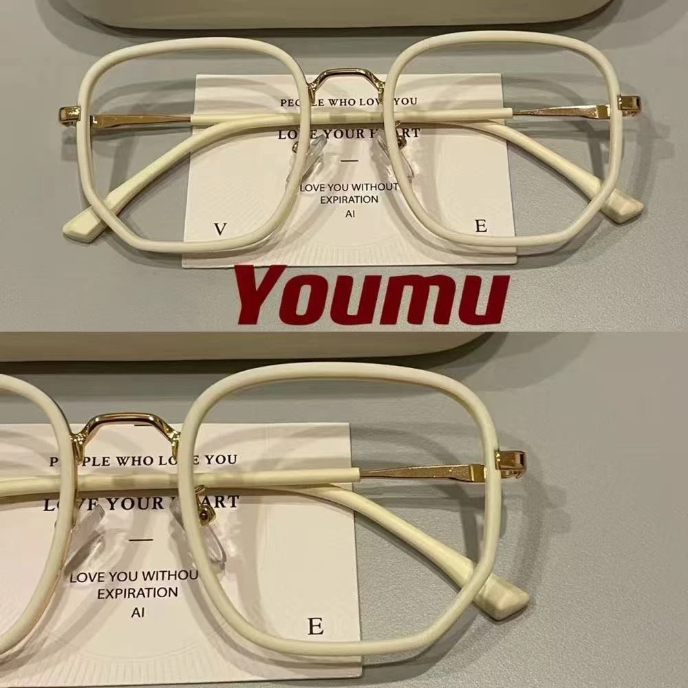 小红书同款大框显瘦学生百搭素颜奶白色可配近视有度数眼镜男女