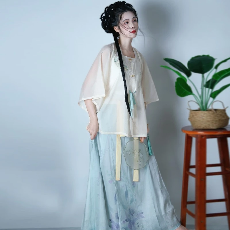 【臻臻】【芊然】明制汉服日常大码女方短衫马面裙整套夏季女薄款