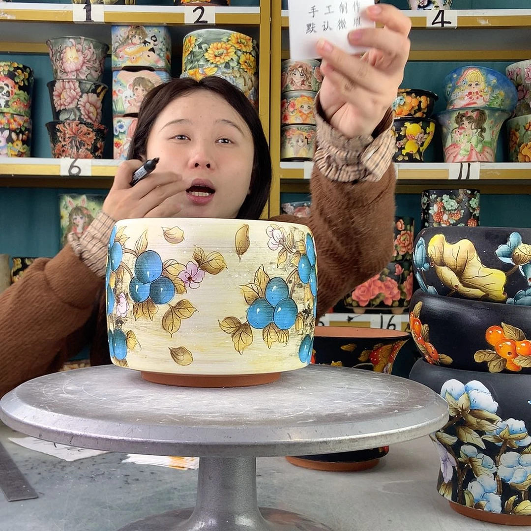 陶景德镇手工花盆885