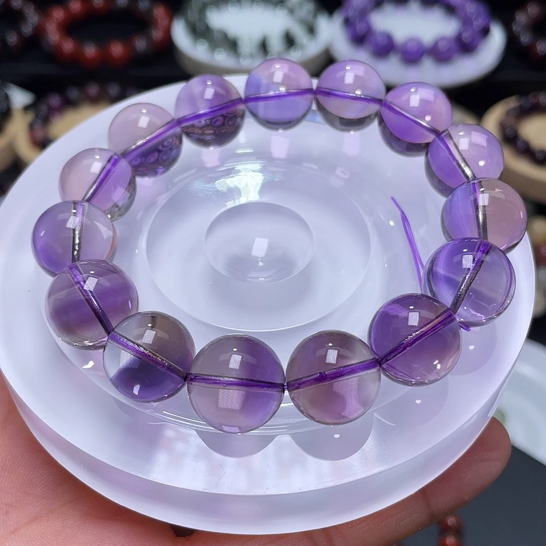 未镶嵌手链水晶巴西紫黄晶14+m