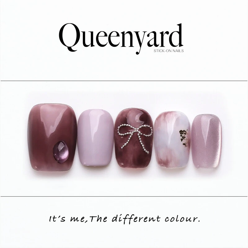 QUEENYARD【绮梦】莫奈紫猫眼宝石立体蝴蝶结2025春季高级穿戴甲