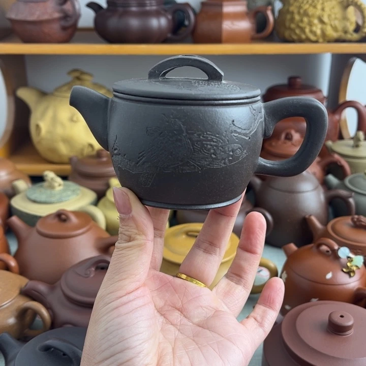 紫砂茶壶100cc清灰段半手微瑕