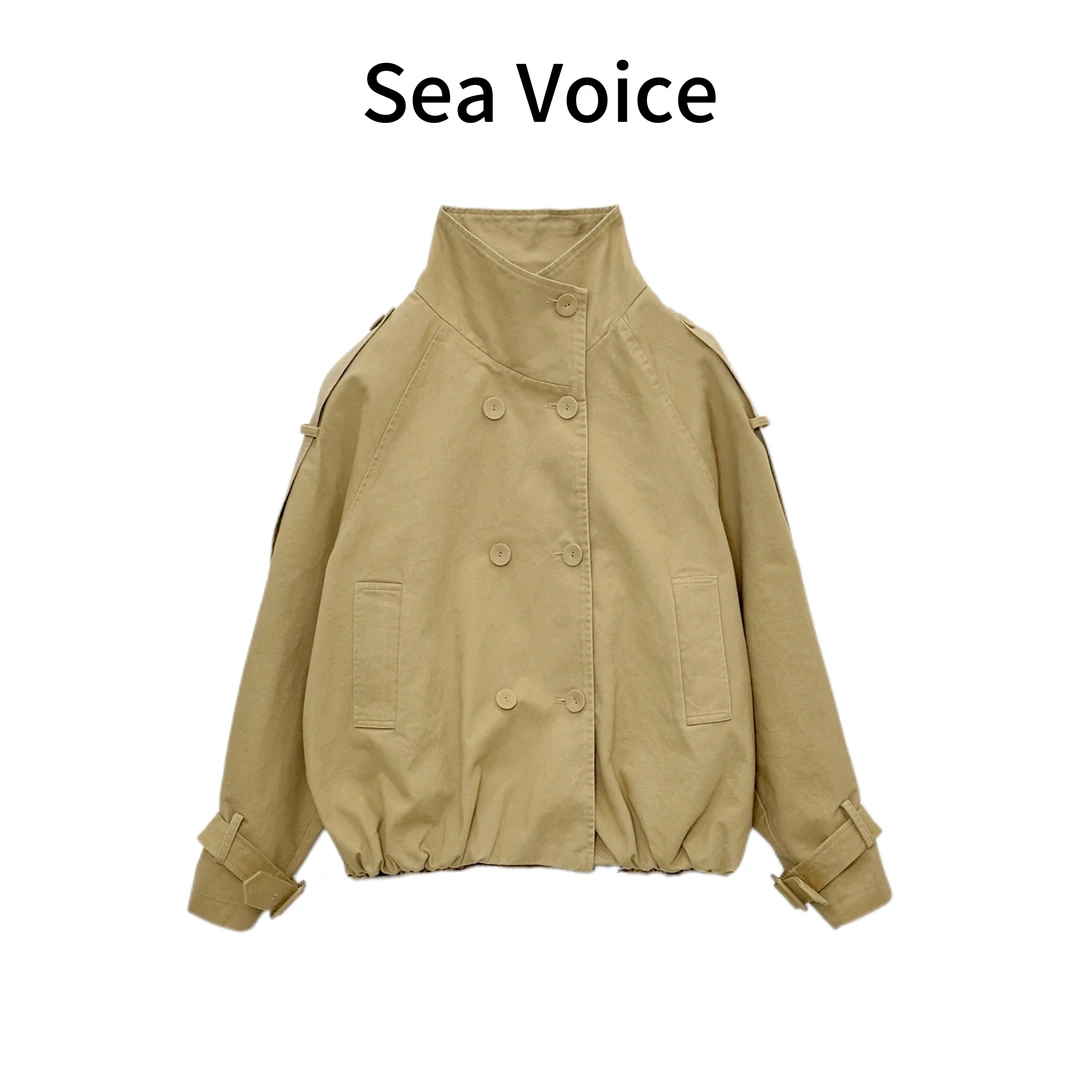 【Sea Vioce】冬日情书 高级感双排扣休闲工装外套上衣5540-215