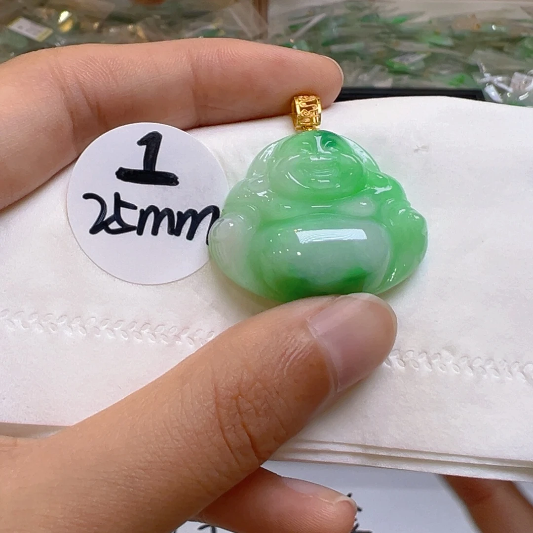 吊坠(不含链)18K金镶嵌翡翠