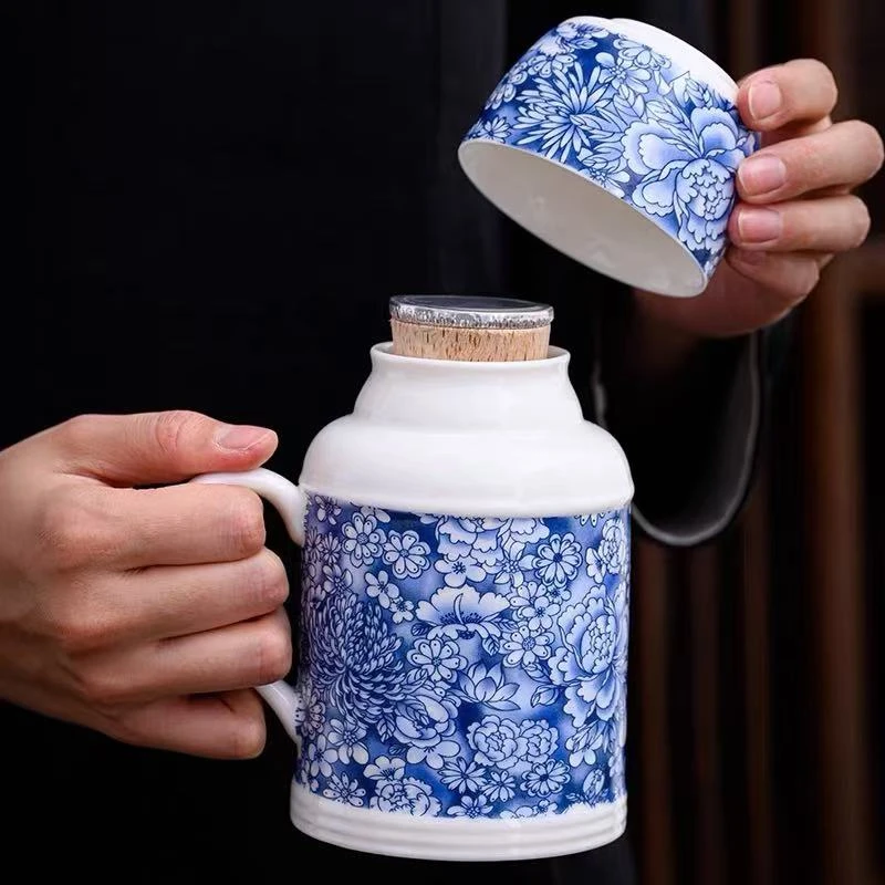 羊脂玉青花小暖壶大容量陶瓷中式泡茶壶焖茶壶单壶保温瓶F103