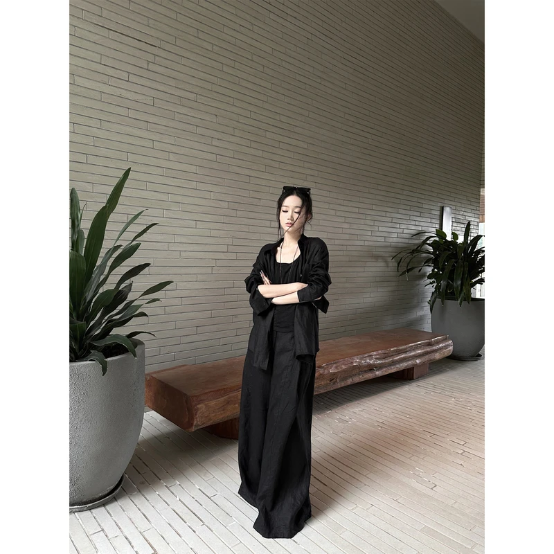 【5werkwen 02.13新品】轻氧亚麻套组 100亚麻慵懒衬衫休闲裤